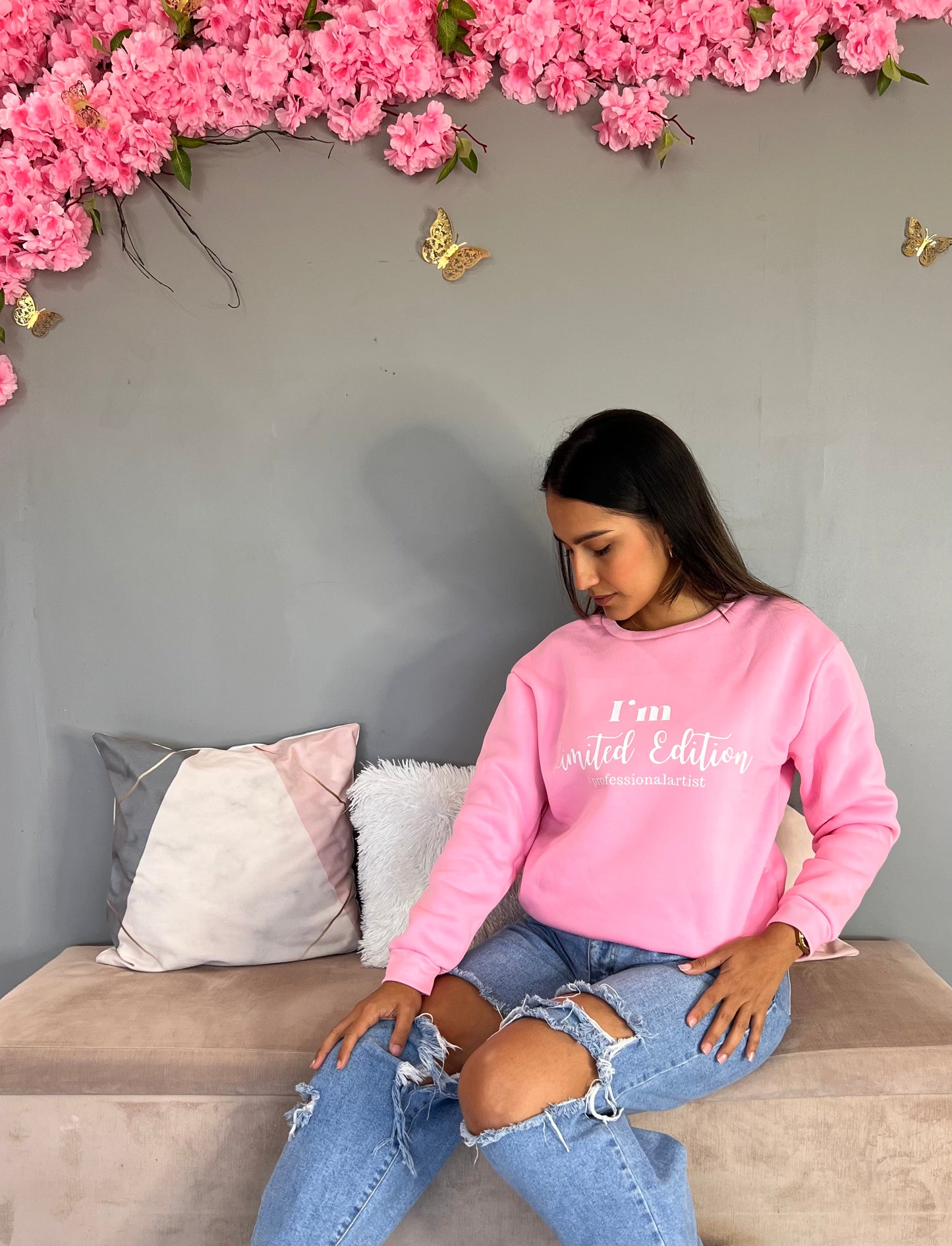 Hoodie Largo Rosa Claro