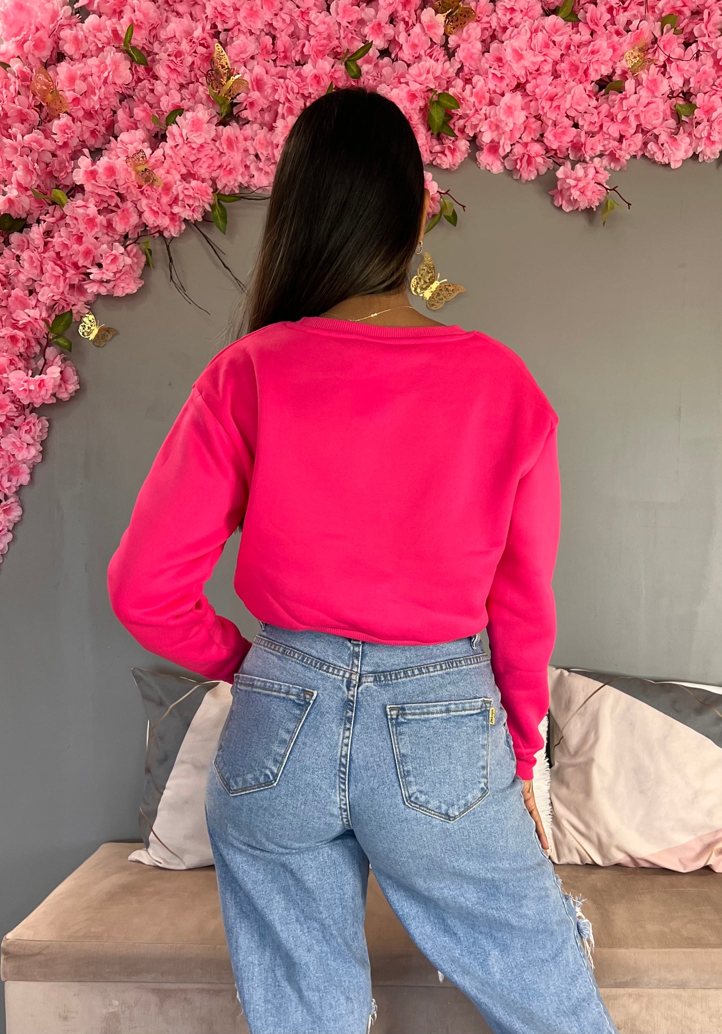 Hoodie Crop Top Fushia